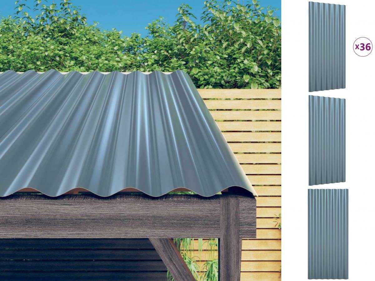 vidaXL Dachschindeln Dachpaneele 36 Stk Pulverbeschichteter Stahl Grau 80x36 cm Dacheindeck von vidaXL