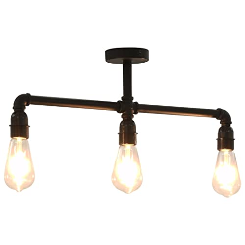 vidaXL Deckenleuchte Hängelampe Pendelleuchte Hängeleuchte Pendellampe Deckenlampe Wohnzimmer Lampe Leuchte Schwarz 3xE27-Fassungen Metall von vidaXL