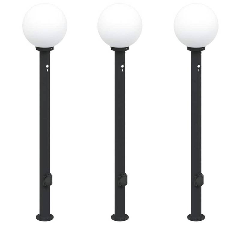 vidaXL Deckenleuchte Pollerleuchten mit Sensor und Steckdose 3 Stk. 120 cm Schwarz IP44 von vidaXL