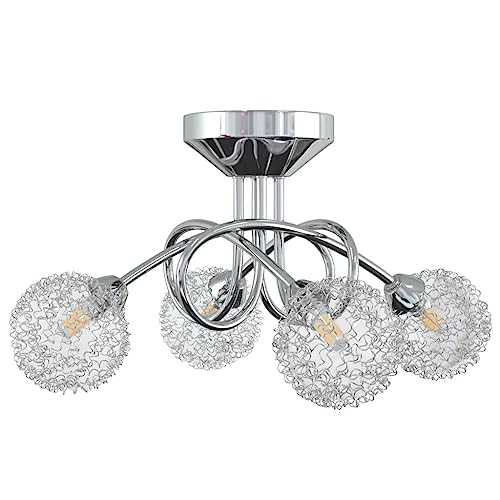 vidaXL Deckenleuchte mit Drahtgeflecht-Schirmen Deckenlampe Hängelampe Hängeleuchte Pendelleuchte Lampe Leuchte Wohnzimmer für 4 G9 LED-Leuchten von vidaXL