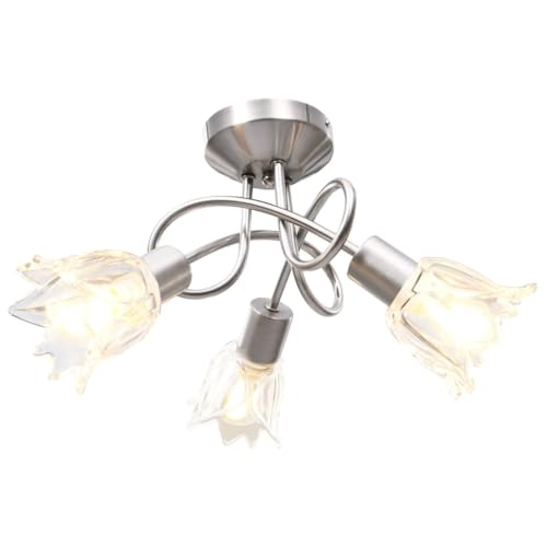 vidaXL Deckenleuchte mit Glas-Lampenschirmen für 3 E14 Glühlampen Deckenlampe Lampe Leuchte Deckenstrahler Pendelleuchte Hängelampe Wohnzimmerlampe von vidaXL