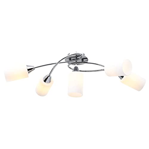 vidaXL Deckenleuchte mit Keramik-Lampenschirmen für 5 E14 Glühlampen Deckenlampe Leuchte Pendelleuchte Deckenstrahler Hängelampe Wohnzimmerlampe Lampe von vidaXL