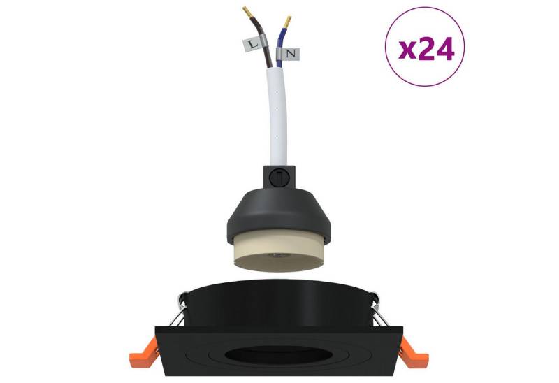 vidaXL Deckenleuchten Einbau-Spotlights 24 Stück Quadratisch GU10 Schwarz 91x91 mm von vidaXL