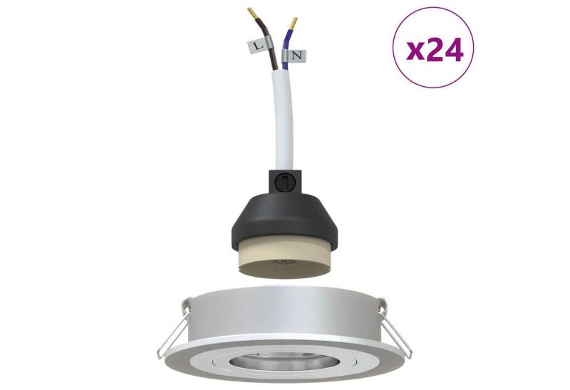 vidaXL Deckenleuchten Einbau-Spotlights 24 Stück Rund GU10 Silber Ø91 mm von vidaXL