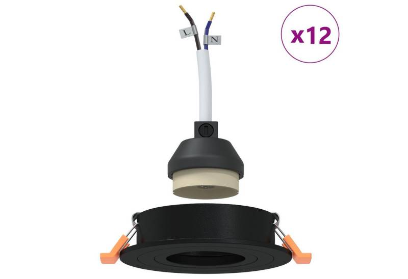 vidaXL Deckenleuchten Einbaustrahler 12 Stück Rund GU10 Schwarz Ø91 mm von vidaXL