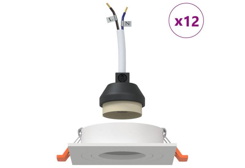 vidaXL Deckenleuchten Eingebaute Strahler 12 Stück Quadratisch GU10 Weiß 91x91 mm von vidaXL