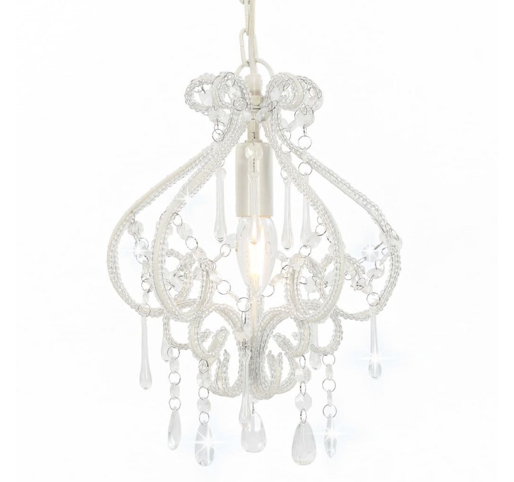 vidaXL Deckenleuchten Lampe Kronleuchter Leuchter Deckenlampe Hängelampe mit Perlen Weiß Run von vidaXL