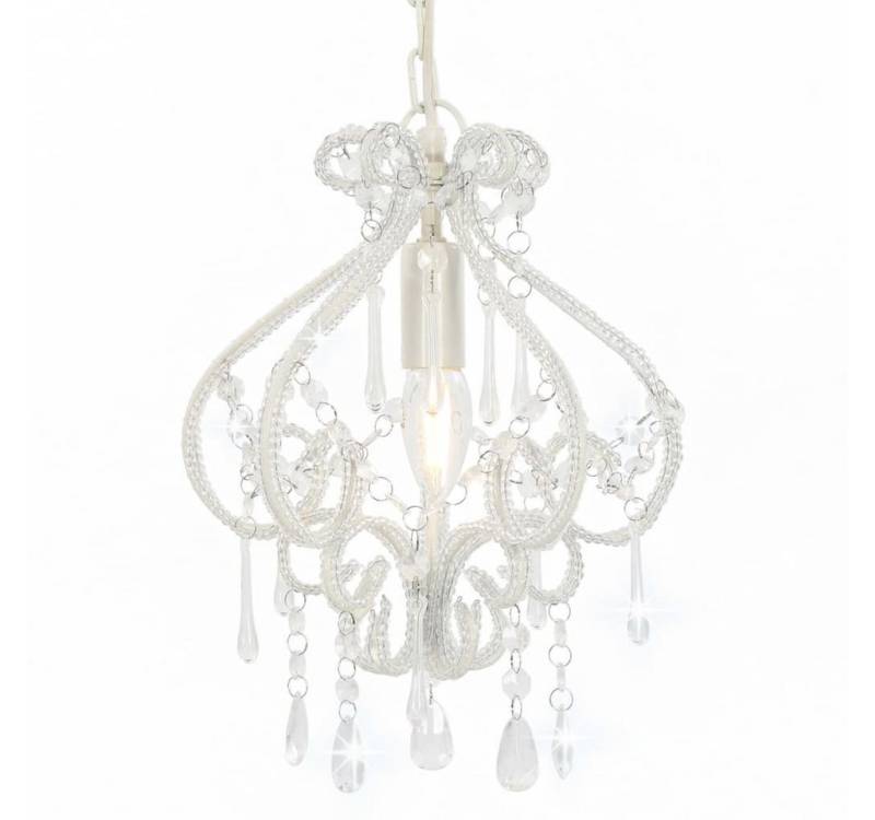 vidaXL Deckenleuchten Lampe Kronleuchter Leuchter Deckenlampe Hängelampe mit Perlen Weiß Run von vidaXL