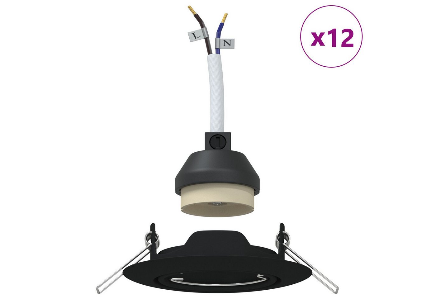 vidaXL Deckenleuchten Lampen Set aus 12 Schwarz Kunststoff Metall 9 cm vidaXL Deckenleuchten Lampen Set aus 12 Schwarz Kunststoff Metall 9 cm von vidaXL