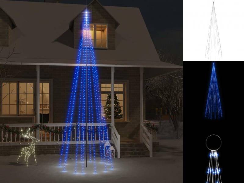 vidaXL Dekolicht LED-Weihnachtsbaum für Fahnenmast Blau 732 LEDs 500 cm von vidaXL