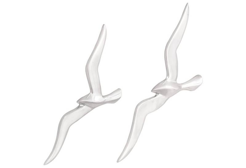 vidaXL Dekoobjekt Möwen Wandskulpturen 2er Set Silber Aluminium von vidaXL