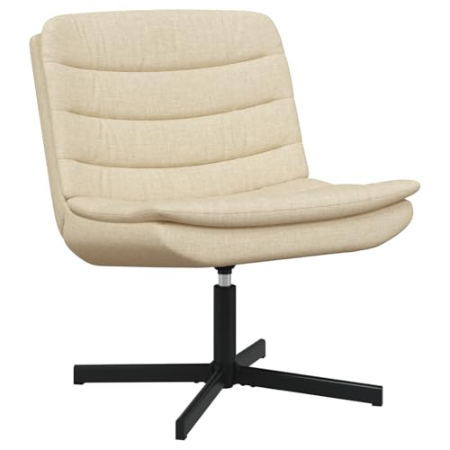 vidaXL Drehstuhl Creme Polyesterstoff, Metallbasis Medium Drehbar von vidaXL