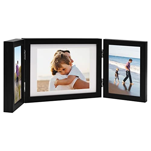 vidaXL Dreifach Bilderrahmen Collage Klappbares Design Fotorahmen Posterrahmen Objektrahmen Bilder Foto Poster Rahmen Schwarz 22x15cm+2X(10x15cm) von vidaXL
