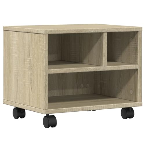 vidaXL Druckerständer mit Rollen, Druckertisch mit Stauraum, Druckerwagen für Büro Arbeitszimmer, Druckerhalter, Sonoma-Eiche Holzwerkstoff von vidaXL