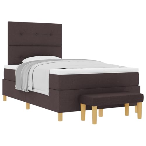 vidaXL Dunkelbraunes Boxspringbett mit Matratze & Bank 120X190 cm Stoff Polsterung Unterstützendes Design Ideal für Schlafzimmer von vidaXL