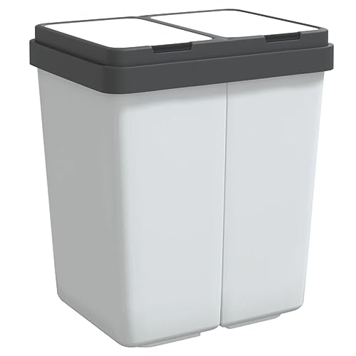 vidaXL Duo Mülleimer, Abfalleimer mit 2 Fächern, Doppel Mülleimer für Küche Wohnzimmer Toilette, Müllbehälter Abfallbehälter Papierkorb, Weiß vidaXL Duo Mülleimer, Abfalleimer mit 2 Fächern, Doppel Mülleimer für Küche Wohnzimmer Toilette, Müllbehälter Abfallbehälter Papierkorb, Weiß von vidaXL