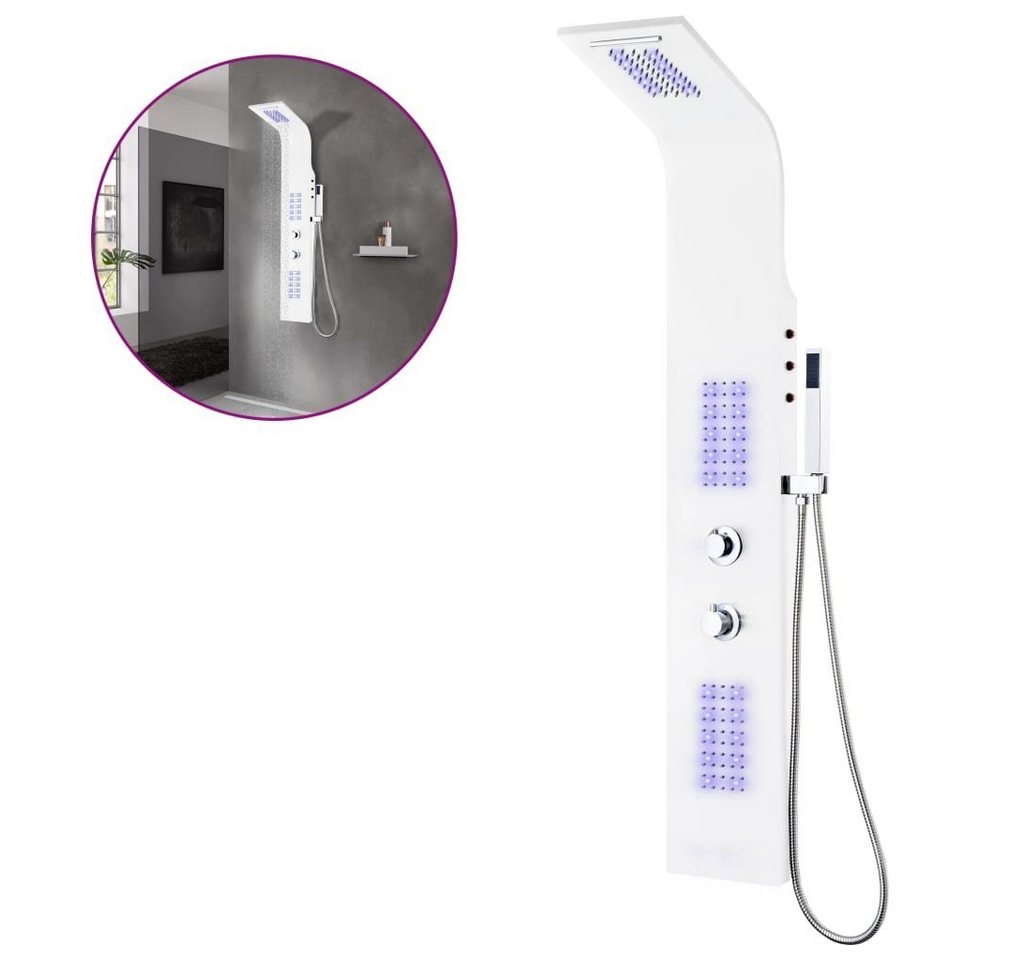 vidaXL Duscharmatur Duschpaneel Aluminium 20 x 44 x 130 cm Weiß Regendusche Massage Wasser vidaXL Duscharmatur Duschpaneel Aluminium 20 x 44 x 130 cm Weiß Regendusche Massage Wasser von vidaXL