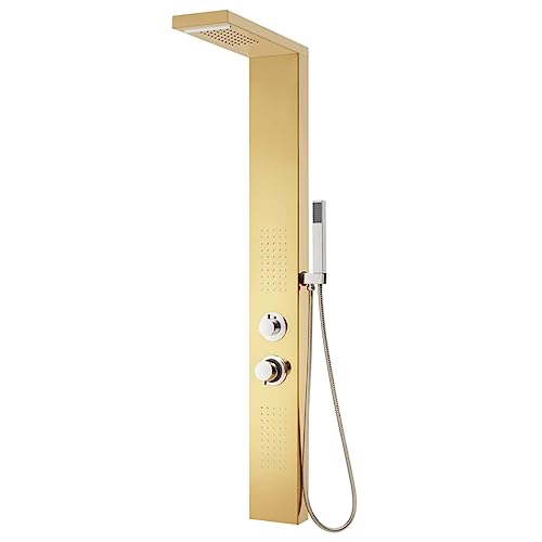 vidaXL Duschpaneel mit Regenduschkopf Duschsystem Regendusche Duschset Duscharmatur Badarmatur Dusche Badezimmer Edelstahl 201 Golden von vidaXL