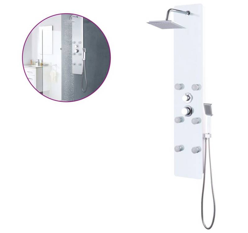 vidaXL Duschsystem Duschpaneel Glas 25×44,6×130 cm Weiß, Höhe 45 cm von vidaXL