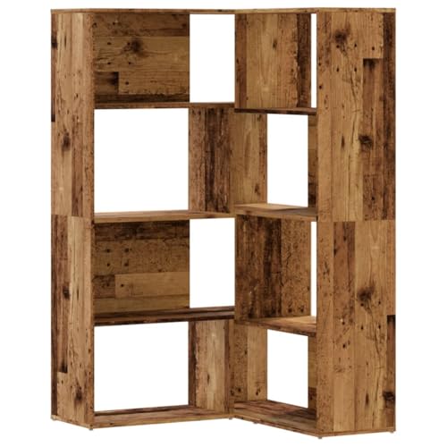 vidaXL Eck Bücherregal, Eckregal 4 Etagen, Bücherschrank Regal für Wohnzimmer Büro, Büroregal Aktenregal Standregal, Antikholz Holzwerkstoff von vidaXL