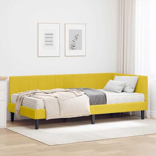 vidaXL Eckbettgestell – Moderne Schlaflösung für Dein Schlafzimmer mit Einer bequemen Schaumstoffmatratze aus samtigem Material. Praktisches Design, angenehm und minimalistisches Aussehen von vidaXL