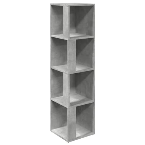 vidaXL Eckregal 4 Fächer Standregal Bücherregal Wandregal Raumteiler Regal Büroregal Dekoregal Aufbewahrung Betongrau 33x33x132cm Holzwerkstoff von vidaXL