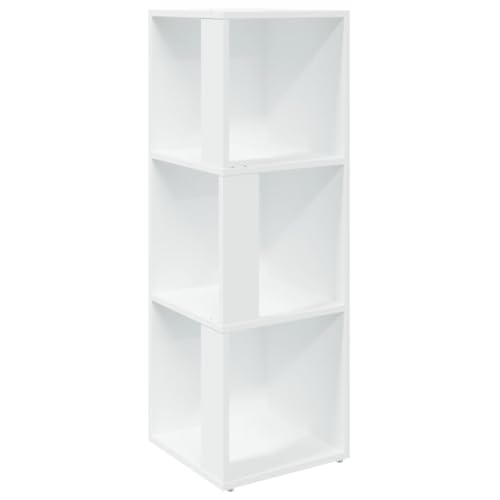 vidaXL Eckregal mit 3 Fächern Standregal Bücherregal Wandregal Regal Eckschrank Deko Wohnzimmer Schlafzimmer Büro Weiß 33x33x100cm Holzwerkstoff von vidaXL