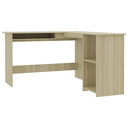 vidaXL Eckschreibtisch in L-Form Computertisch Schreibtisch Bürotisch PC Tisch Winkelschreibtisch Arbeitstisch Sonoma-Eiche 120x140x75cm Holzwerkstoff von vidaXL