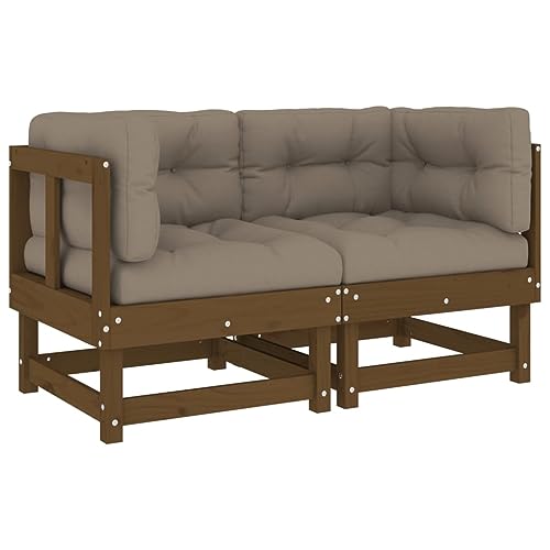 vidaXL Ecksofa 2 STK., Gartensofa mit Kissen Latten-Design, Modular Sofa Garnitur für Garten Terrasse, Gartenmöbel Sitzgruppe Loungemöbel, Honigbraun Massivholz Kiefer von vidaXL