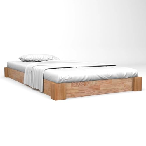 vidaXL Eichenholz Massiv Bettgestell ohne Matratze Bettrahmen Doppelbett Jugendbett Holzbett Massivholzbett Futonbett Bett Schlafzimmer 140x200 cm von vidaXL