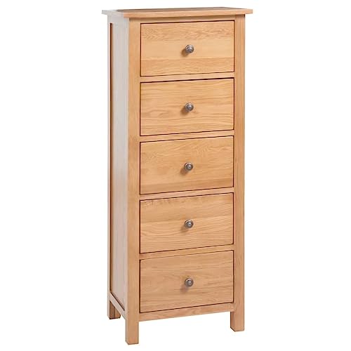 vidaXL Eichenholz Massiv Hohe Kommode mit Schubladen Sideboard Highboard Schrank Anrichte Schubladenschrank Beistellschrank 45x32x110cm von vidaXL