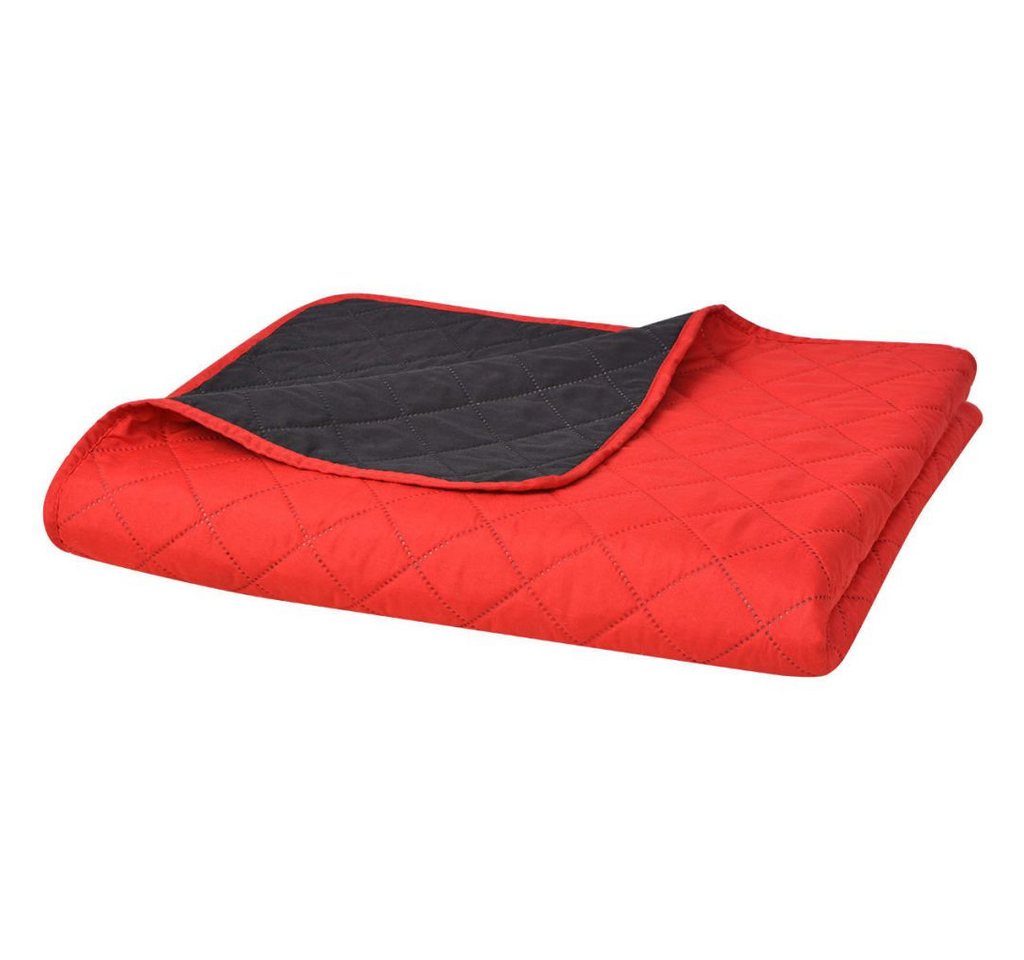 vidaXL Einziehdecke Zweiseitige Steppdecke Tagesdecke Rot Schwarz 220x240cm von vidaXL