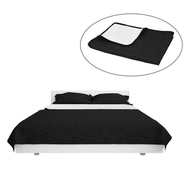 vidaXL Einziehdecke Zweiseitige Tagesdecke Gesteppt 230 x 260 cm Schwarz und Weiß von vidaXL