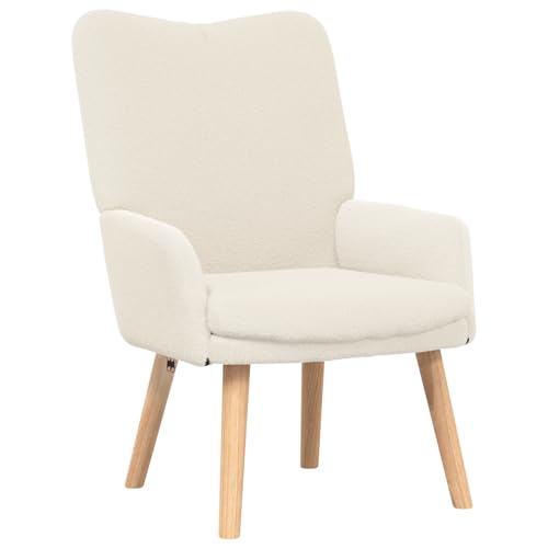 vidaXL Moderner cremefarbener Polsterarmstuhl mit ergonomischem Design und fleckenresistentem Stoff für Wohnzimmer, Schlafzimmer, stylische Indoor Möbel, Bequeme Lounge, Holzbein Sitzgelegenheit von vidaXL