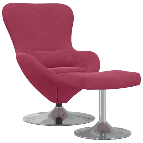 vidaXL Ergonomischer Sessel mit Fußstütze in Weinrot – Bequeme Sitzgelegenheit für Wohnzimmer und Schlafzimmer – S tylisches Design aus Polyester mit robustem Metallrahmen – Zeitgenössischer von vidaXL