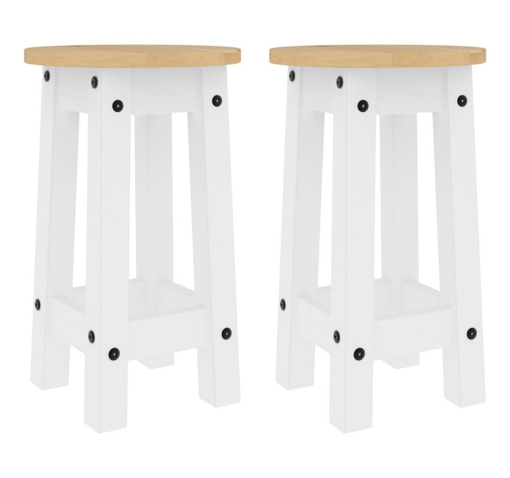 vidaXL Essgruppe, Barhocker 2 Stk. Weiß Massivholz Kiefer von vidaXL
