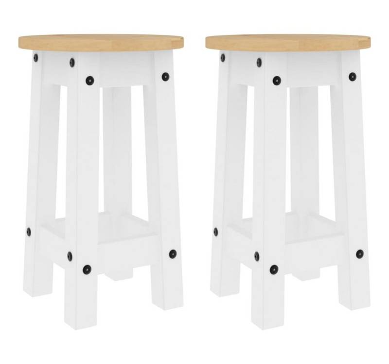 vidaXL Essgruppe, Barhocker 2 Stk. Weiß Massivholz Kiefer von vidaXL