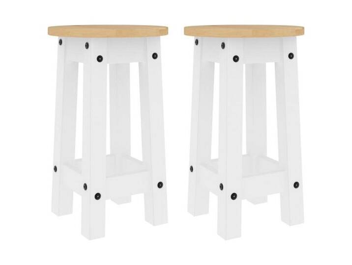 vidaXL Essgruppe, Barhocker 2 Stk. Weiß Massivholz Kiefer von vidaXL