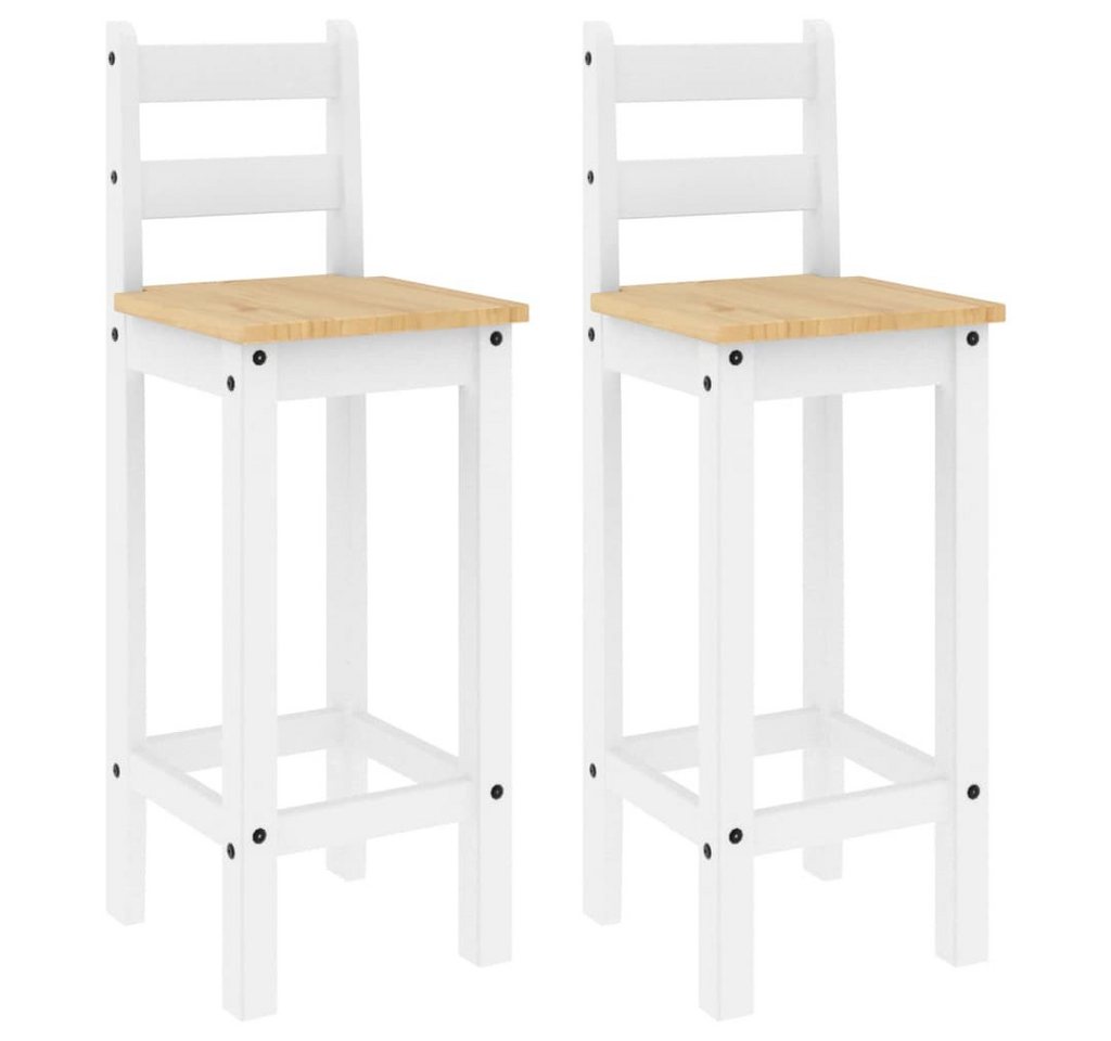 vidaXL Essgruppe, Barstühle 2 Stk. Weiß Massivholz Kiefer von vidaXL