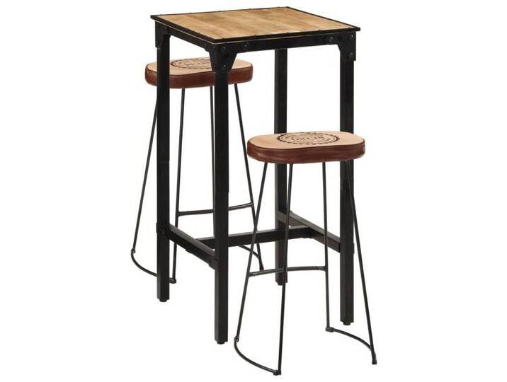 vidaXL Essgruppe 3-tlg. Bar-Set Raues holz und Metall, (3-tlg), braun von vidaXL