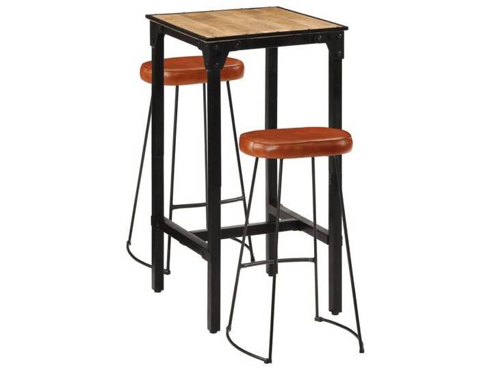 vidaXL Essgruppe 3-tlg. Bar-Set Raues holz und Metall, (3-tlg), braun von vidaXL