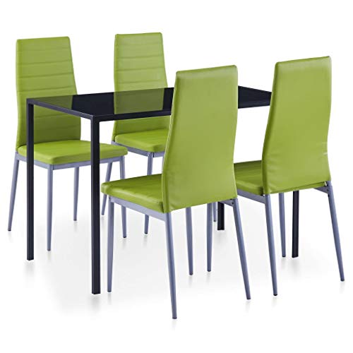 vidaXL Essgruppe 5-TLG. Esszimmertisch Esstischset Esszimmergarnitur Küchentisch Esszimmer Stuhl Tisch Set Sitzgruppe Esstisch mit 4 Stühlen Grün von vidaXL