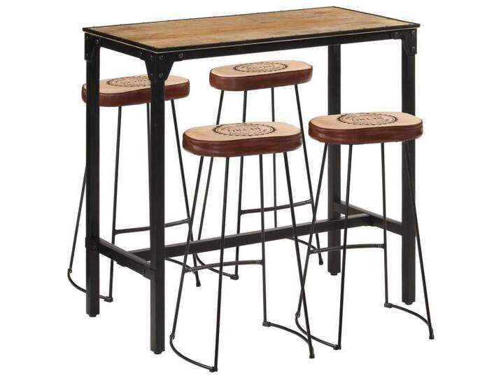 vidaXL Essgruppe 5-tlg. Bar-Set Raues holz und Metall, (5-tlg), braun von vidaXL