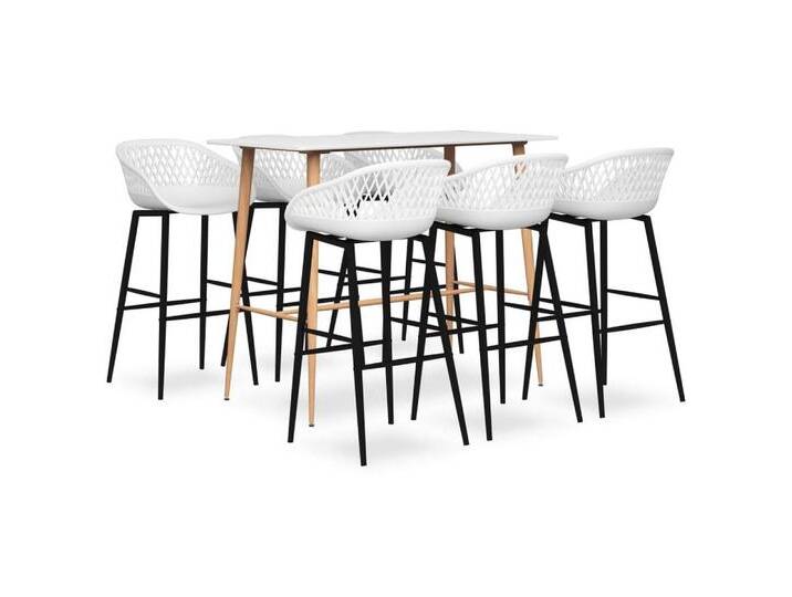 vidaXL Essgruppe 7-tlg. Bar-Set Weiß, (6-tlg), weiß, Holz, 6 tlg., Weiß von vidaXL
