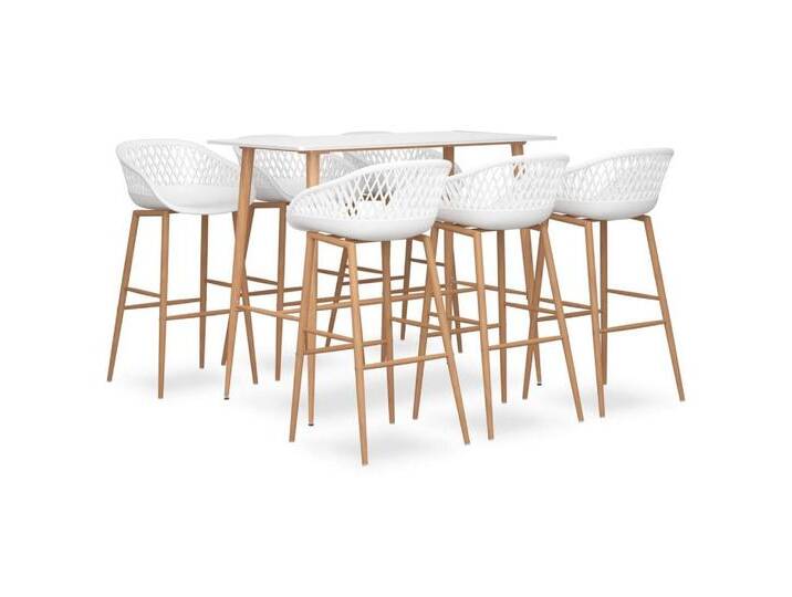 vidaXL Essgruppe 7-tlg. Bar-Set Weiß, (7-tlg), weiß, Holz, 7 tlg., Weiß von vidaXL