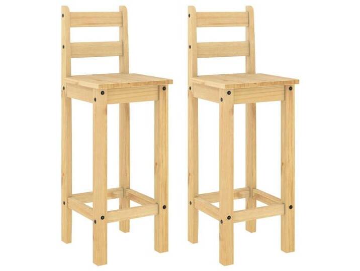 vidaXL Essgruppe Barstühle 2 Stk. Massivholz Kiefer, (1-tlg), braun, 2x bar chair, Braun von vidaXL
