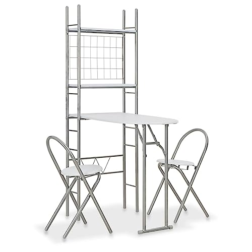 vidaXL Essgruppe mit Ablagefach Bartisch Tresentisch Küchentisch Bistrotisch Küchentheke Küchenbar Frühstückstheke Klappbar MDF Stahl Weiß vidaXL Essgruppe mit Ablagefach Bartisch Tresentisch Küchentisch Bistrotisch Küchentheke Küchenbar Frühstückstheke Klappbar MDF Stahl Weiß von vidaXL