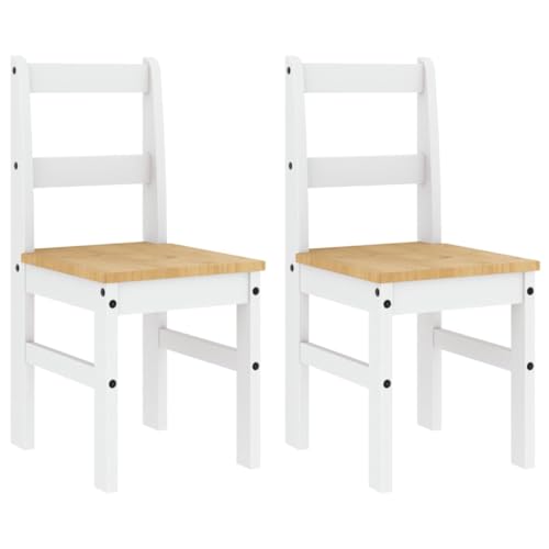 vidaXL Essstühle 2 STK., Holzstuhl Stuhl für Esszimmer Küche, Esszimmerstuhl Küchenstuhl Massivholz, Restaurantstuhl Hotelstuhl, Weiß Kiefer von vidaXL