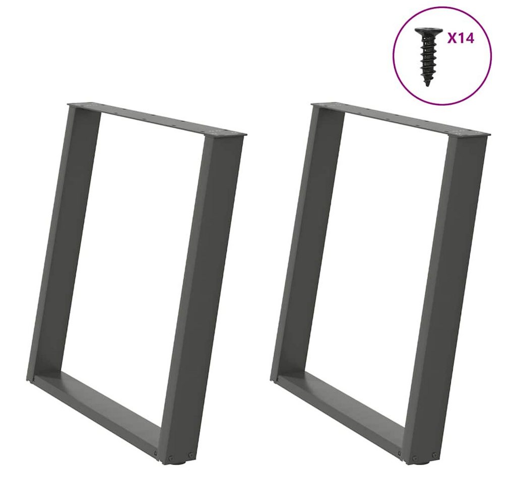 vidaXL Esstisch, Esstischbeine U-Form 2 Stk. Anthrazit 70x(72-73) cm Stahl von vidaXL