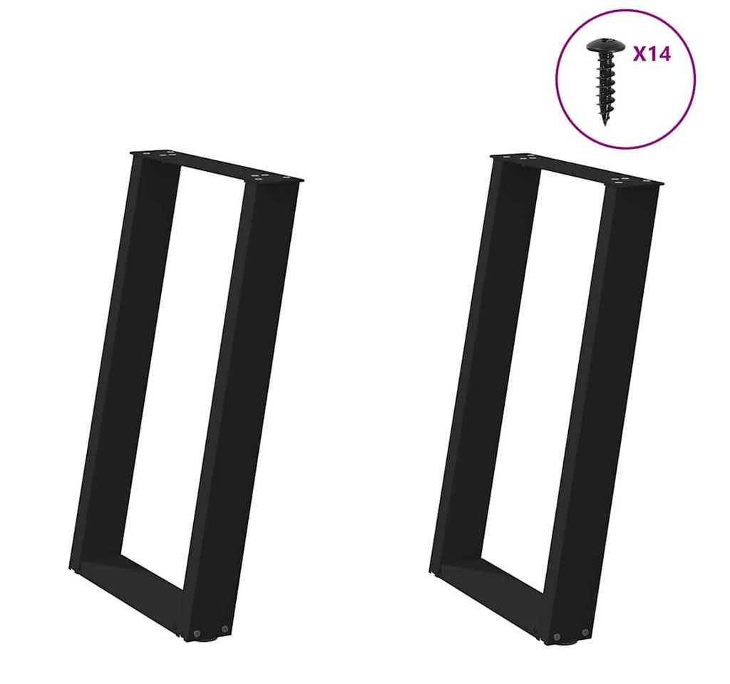 vidaXL Esstisch, Esstischbeine U-Form 2 Stk. Schwarz 50x(72-73) cm Stahl von vidaXL